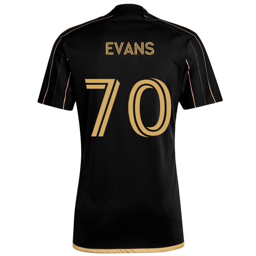 Men Football Matthew Evans #70 Black Gold Home Jersey 2024/25 T-Shirt Nz