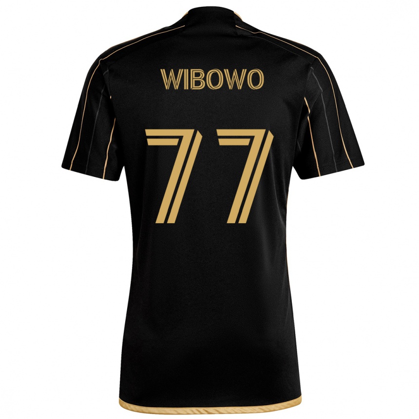 Men Football Adrian Wibowo #77 Black Gold Home Jersey 2024/25 T-Shirt Nz