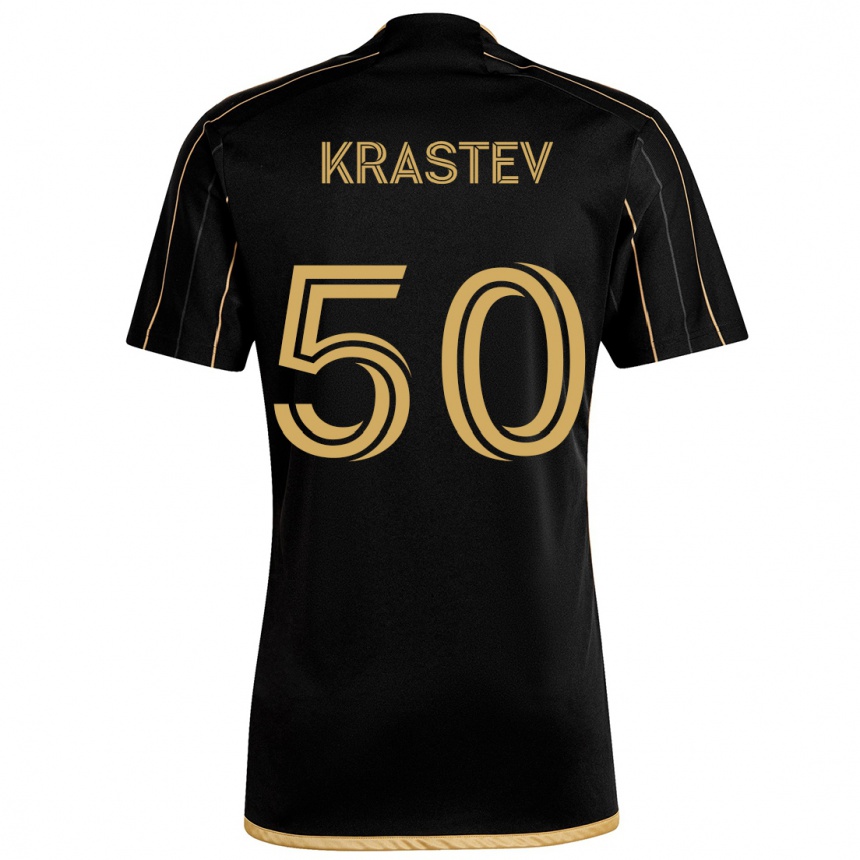 Men Football Filip Krastev #50 Black Gold Home Jersey 2024/25 T-Shirt Nz