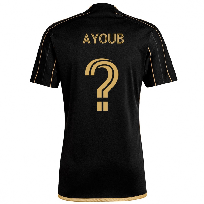 Men Football Ryan Ayoub #0 Black Gold Home Jersey 2024/25 T-Shirt Nz