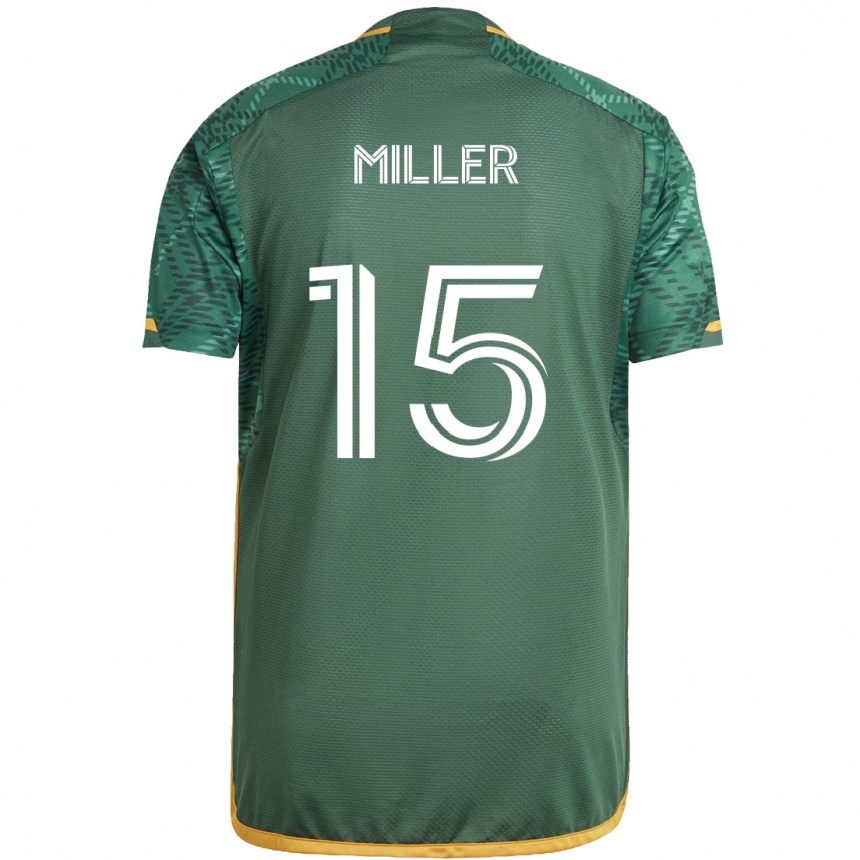 Men Football Eric Miller #15 Green Orange Home Jersey 2024/25 T-Shirt Nz