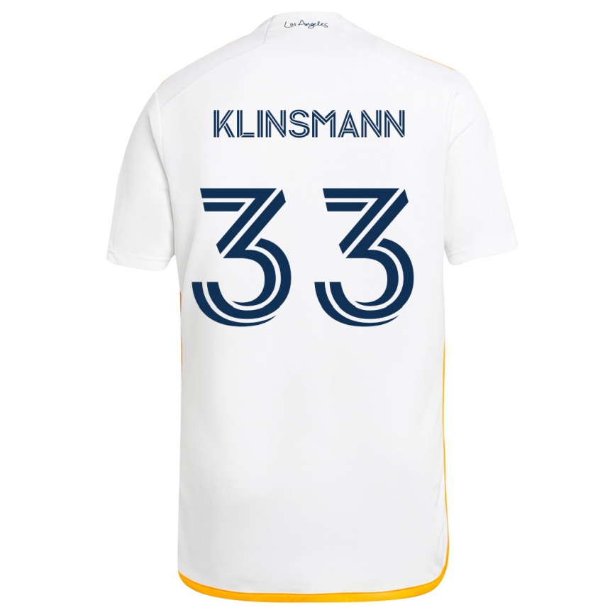 Men Football Jonathan Klinsmann #33 White Yellow Home Jersey 2024/25 T-Shirt Nz