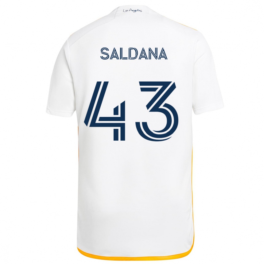 Men Football Adam Saldaña #43 White Yellow Home Jersey 2024/25 T-Shirt Nz