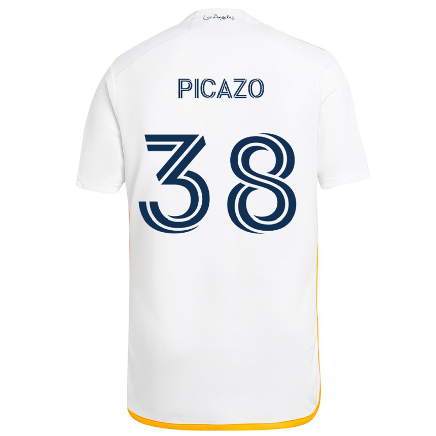 Men Football Axel Picazo #38 White Yellow Home Jersey 2024/25 T-Shirt Nz