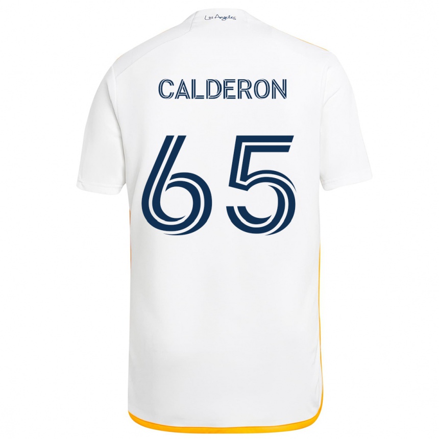 Men Football Juan Calderón #65 White Yellow Home Jersey 2024/25 T-Shirt Nz