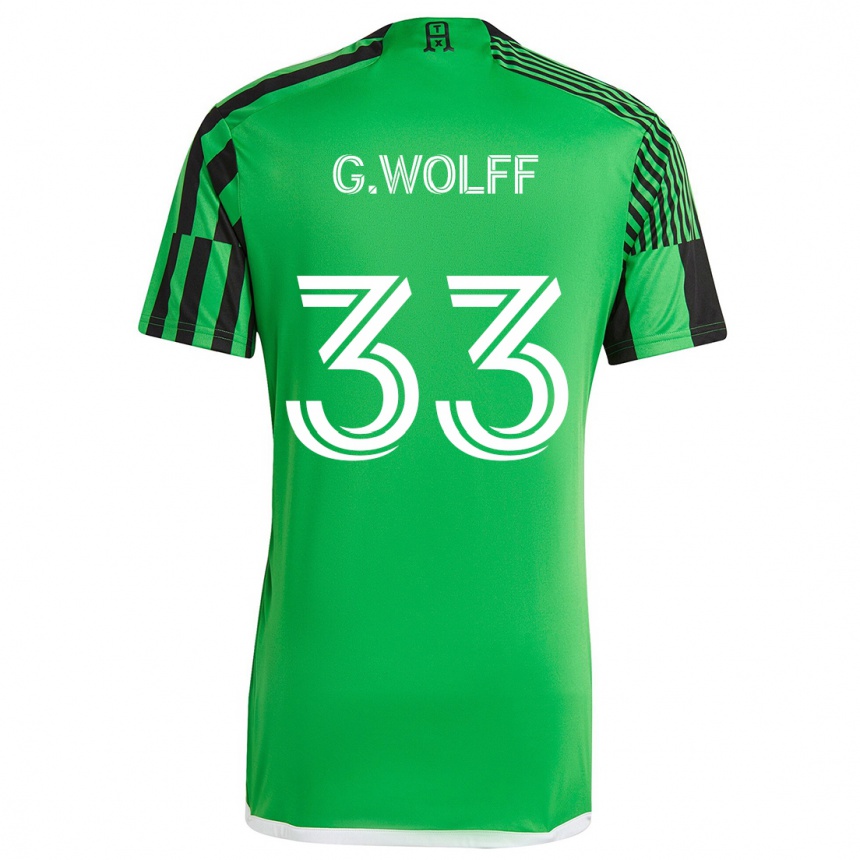 Men Football Gavin Wolff #33 Green Black Home Jersey 2024/25 T-Shirt Nz