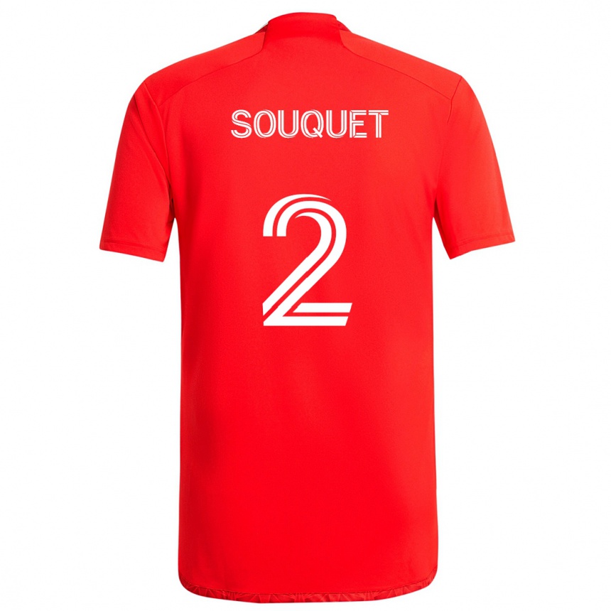 Men Football Arnaud Souquet #2 Red White Home Jersey 2024/25 T-Shirt Nz