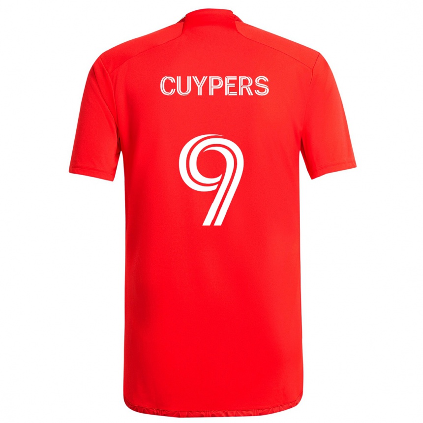 Men Football Hugo Cuypers #9 Red White Home Jersey 2024/25 T-Shirt Nz