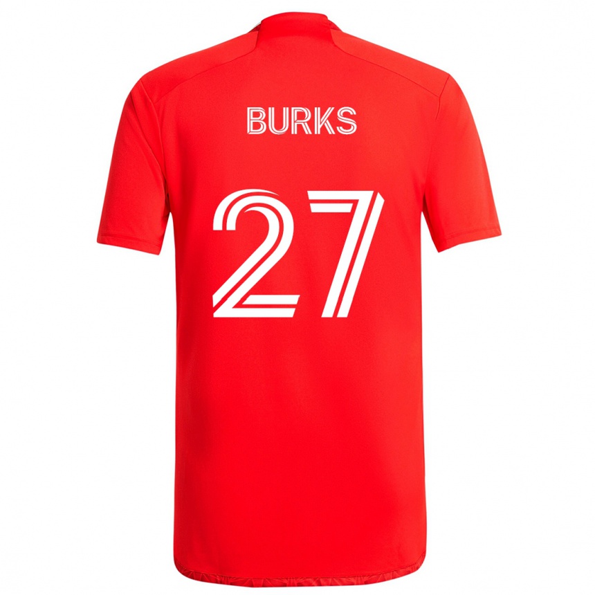 Men Football Kendall Burks #27 Red White Home Jersey 2024/25 T-Shirt Nz