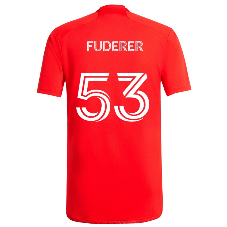 Men Football Jake Fuderer #53 Red White Home Jersey 2024/25 T-Shirt Nz