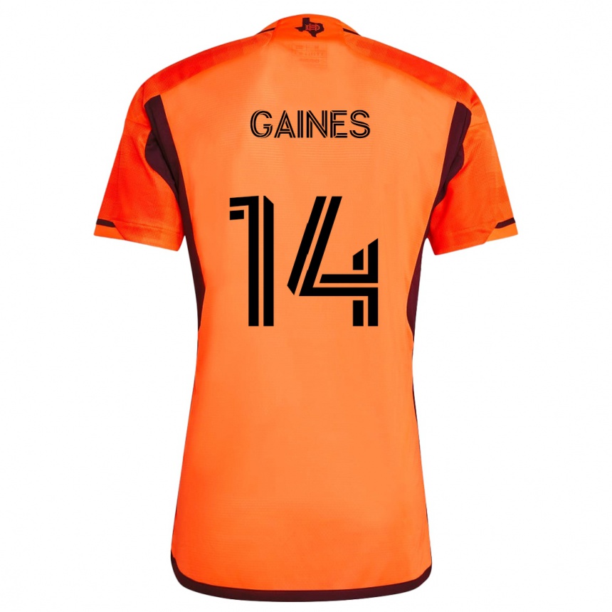 Men Football Mckinze Gaines #14 Orange Black Home Jersey 2024/25 T-Shirt Nz