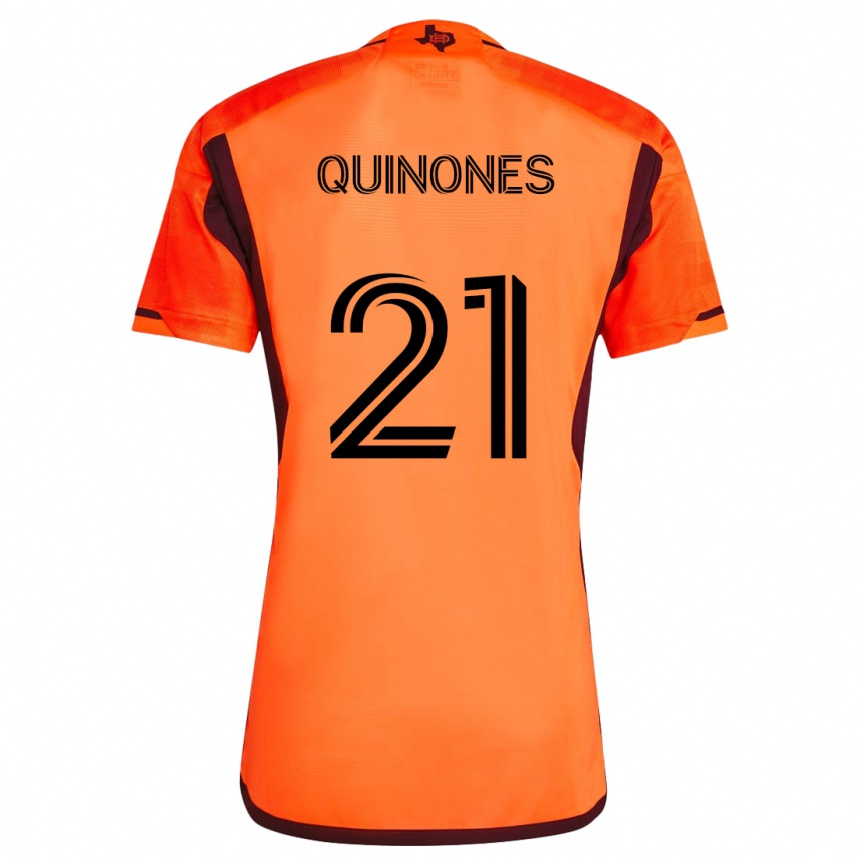 Men Football Nelson Quiñónes #21 Orange Black Home Jersey 2024/25 T-Shirt Nz