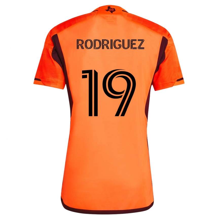 Men Football Sebastian Rodriguez #19 Orange Black Home Jersey 2024/25 T-Shirt Nz