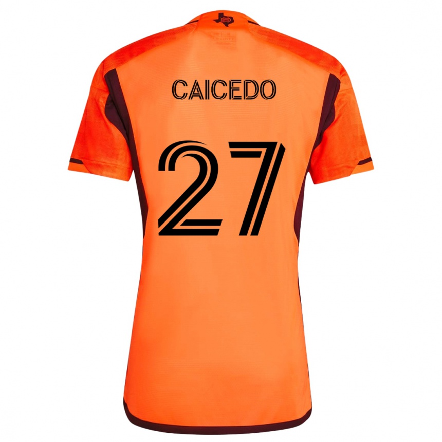 Men Football Luis Caicedo #27 Orange Black Home Jersey 2024/25 T-Shirt Nz