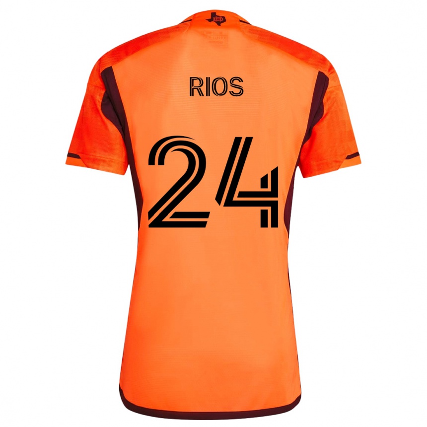 Men Football Paolo Ríos #24 Orange Black Home Jersey 2024/25 T-Shirt Nz