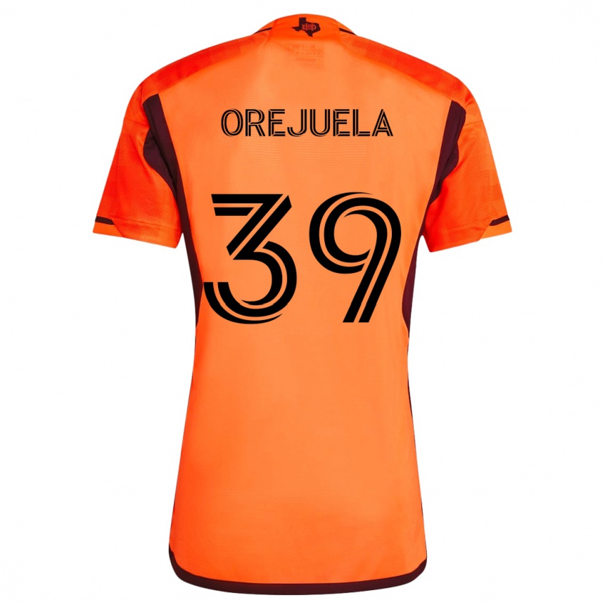 Men Football Jesus Orejuela #39 Orange Black Home Jersey 2024/25 T-Shirt Nz