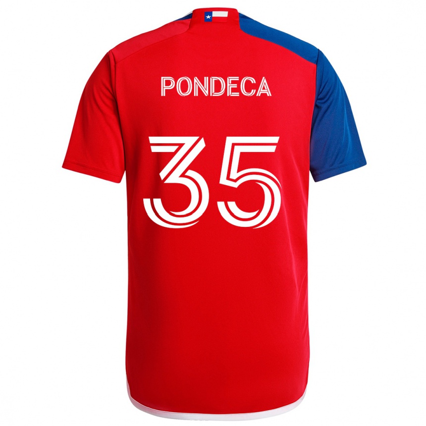 Men Football Tomas Pondeca #35 Blue Red Home Jersey 2024/25 T-Shirt Nz