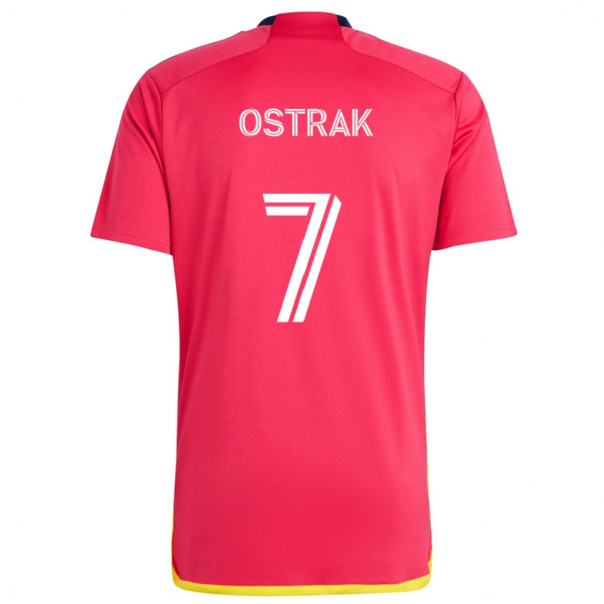 Men Football Tomás Ostrák #7 Red Blue Home Jersey 2024/25 T-Shirt Nz