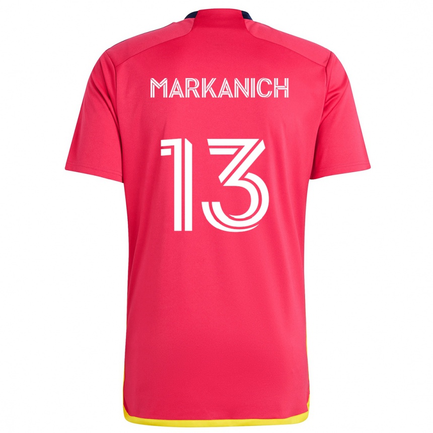 Men Football Anthony Markanich #13 Red Blue Home Jersey 2024/25 T-Shirt Nz