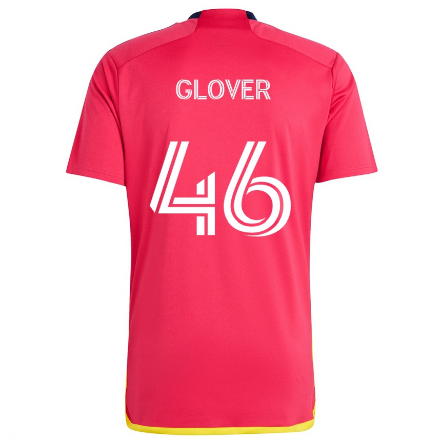 Men Football Caden Glover #46 Red Blue Home Jersey 2024/25 T-Shirt Nz