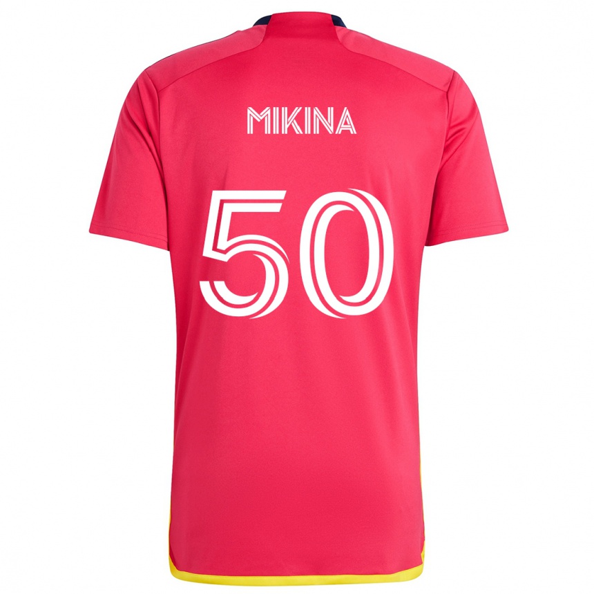 Men Football Gabriel Mikina #50 Red Blue Home Jersey 2024/25 T-Shirt Nz