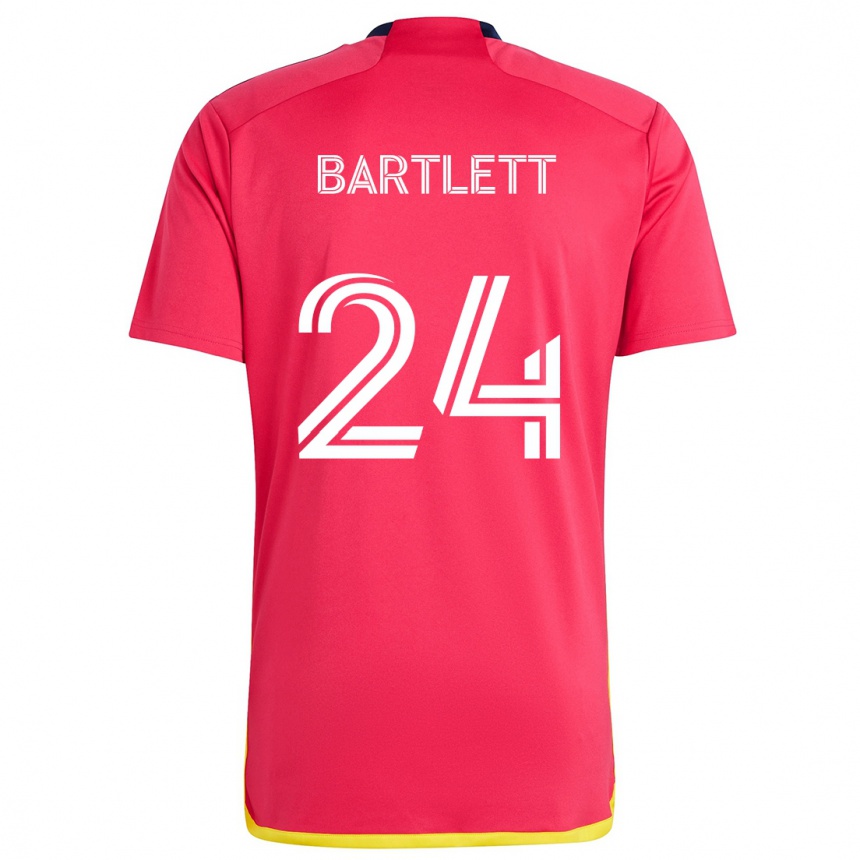 Men Football Lucas Bartlett #24 Red Blue Home Jersey 2024/25 T-Shirt Nz