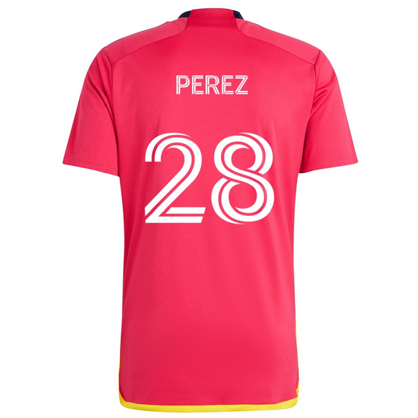 Men Football Miguel Perez #28 Red Blue Home Jersey 2024/25 T-Shirt Nz