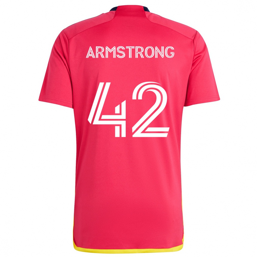 Men Football Ezra Armstrong #42 Red Blue Home Jersey 2024/25 T-Shirt Nz