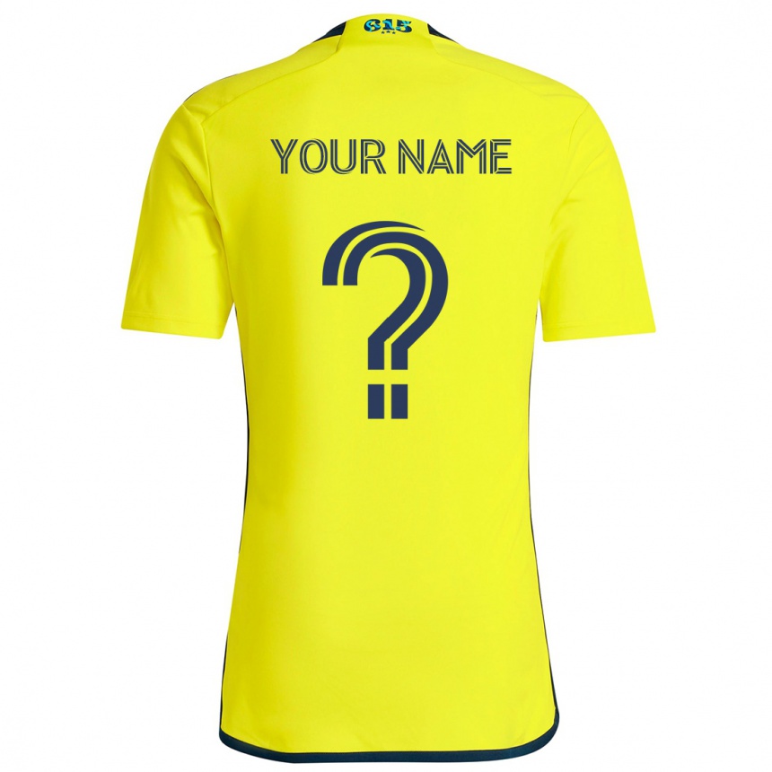 Men Football Your Name #0 Yellow Blue Home Jersey 2024/25 T-Shirt Nz