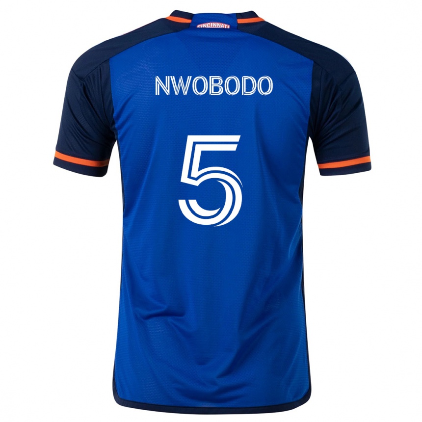 Men Football Obinna Nwobodo #5 Blue White Home Jersey 2024/25 T-Shirt Nz