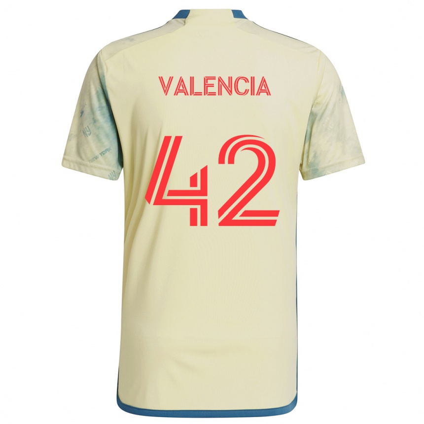 Men Football Omar Valencia #42 Yellow Red Blue Home Jersey 2024/25 T-Shirt Nz