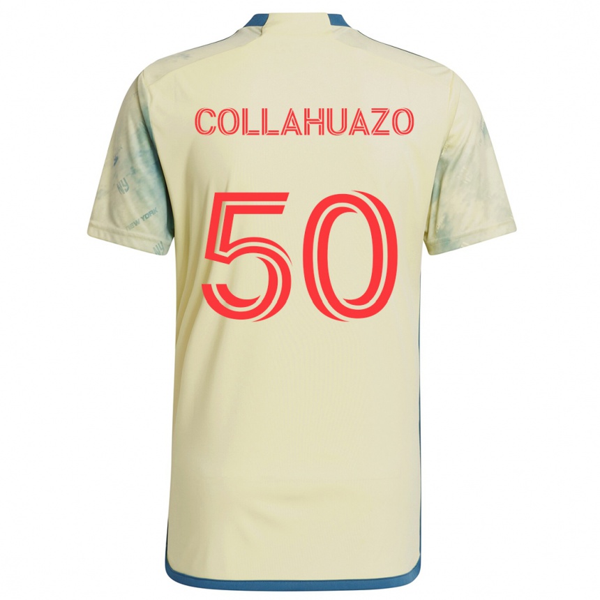 Men Football Jair Collahuazo #50 Yellow Red Blue Home Jersey 2024/25 T-Shirt Nz