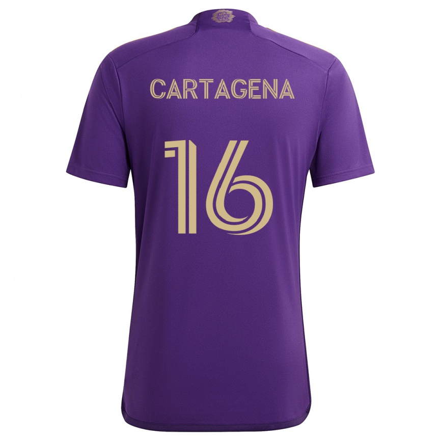 Men Football Wilder Cartagena #16 Purple Yellow Home Jersey 2024/25 T-Shirt Nz