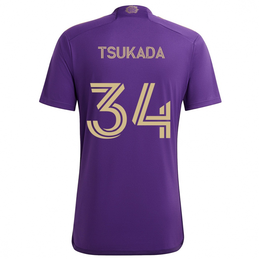 Men Football Yutaro Tsukada #34 Purple Yellow Home Jersey 2024/25 T-Shirt Nz