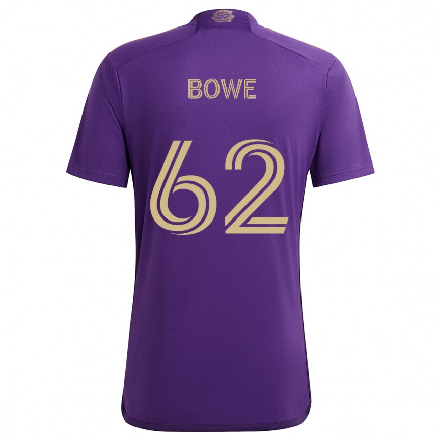 Men Football Thomas Bowe #62 Purple Yellow Home Jersey 2024/25 T-Shirt Nz