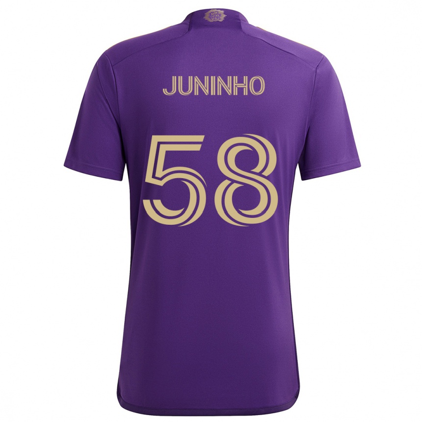 Men Football Juninho #58 Purple Yellow Home Jersey 2024/25 T-Shirt Nz