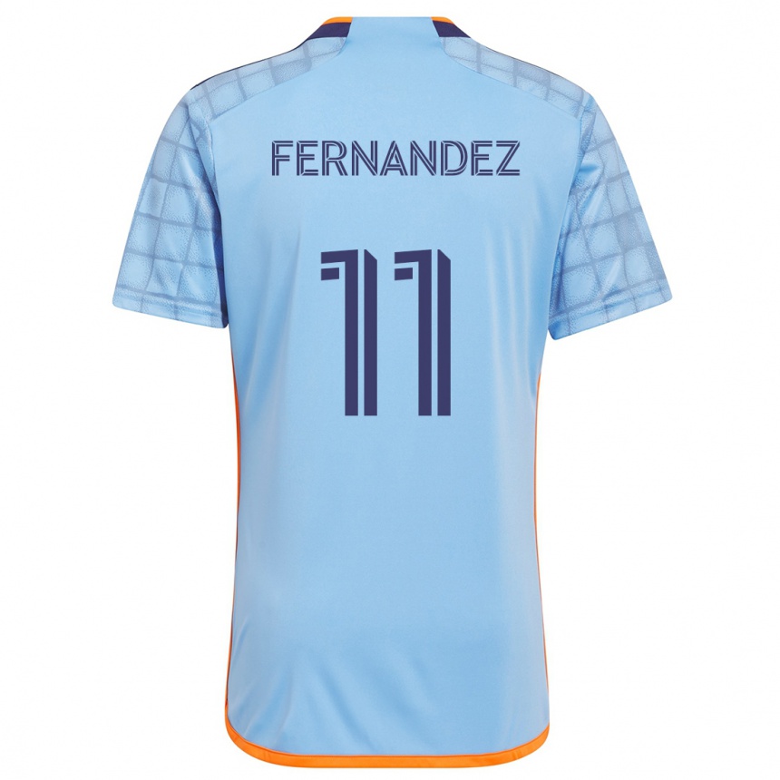 Men Football Julián Fernández #11 Blue Orange Home Jersey 2024/25 T-Shirt Nz