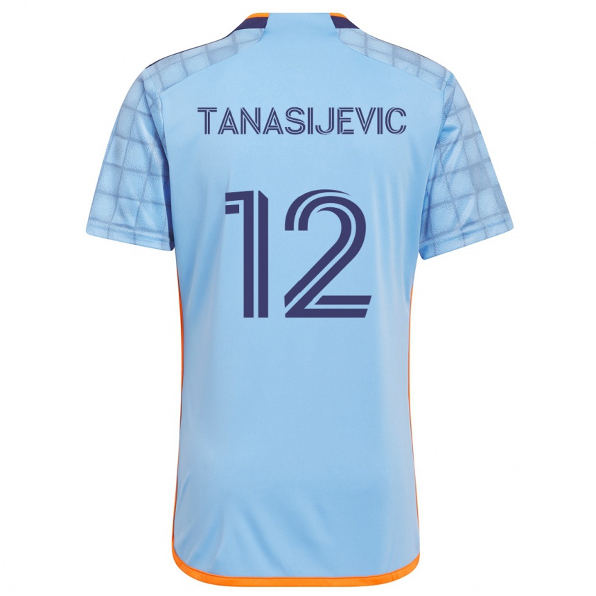 Men Football Strahinja Tanasijevic #12 Blue Orange Home Jersey 2024/25 T-Shirt Nz