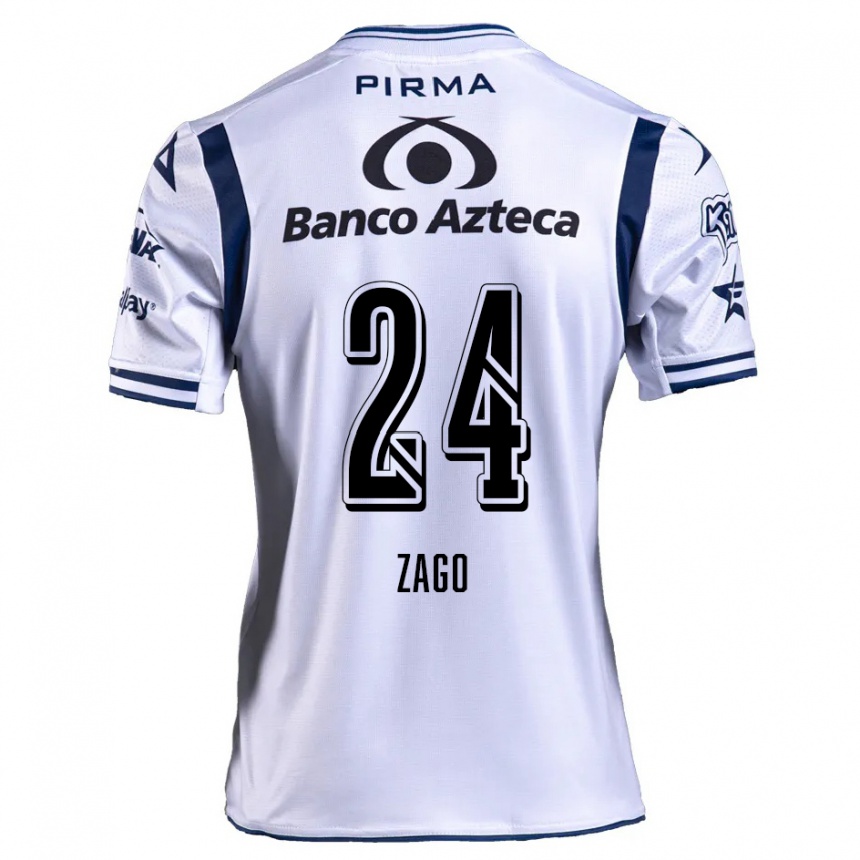 Men Football Diego Zago #24 White Navy Blue Home Jersey 2024/25 T-Shirt Nz