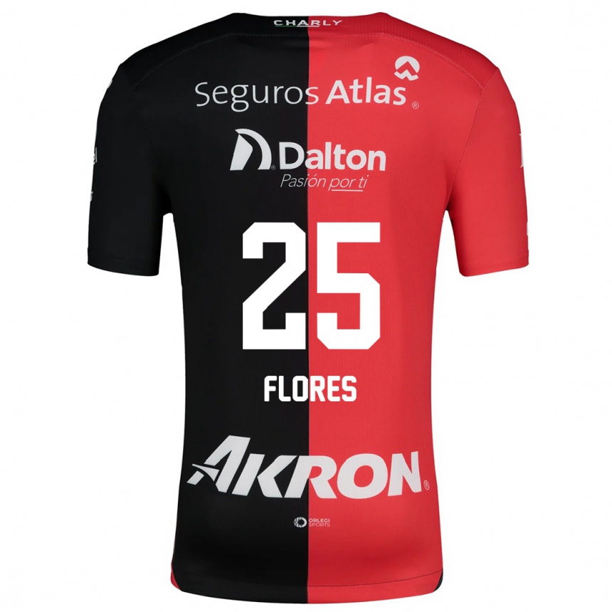 Men Football Leonardo Flores #25 Red Black Home Jersey 2024/25 T-Shirt Nz