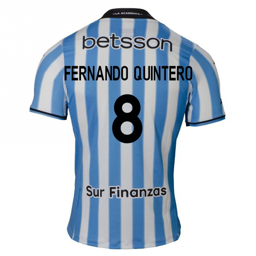 Men Football Juan Fernando Quintero #8 Blue White Black Home Jersey 2024/25 T-Shirt Nz