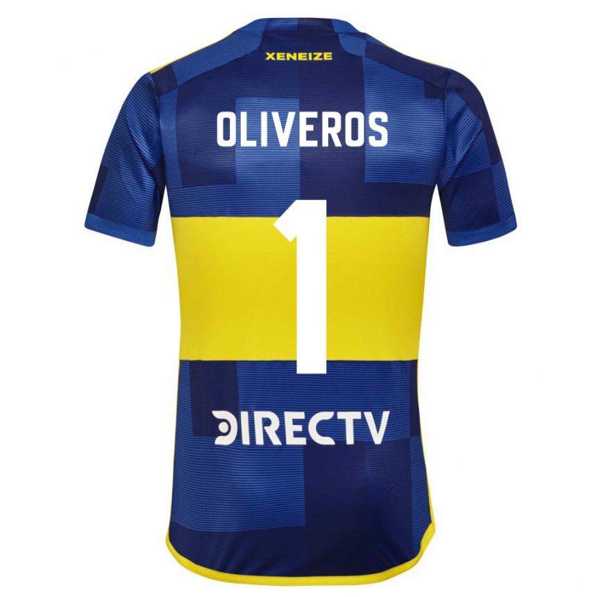 Men Football Laurina Oliveros #1 Blue Yellow Home Jersey 2024/25 T-Shirt Nz