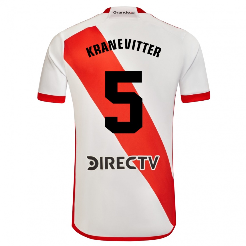 Men Football Matias Kranevitter #5 White Red Home Jersey 2024/25 T-Shirt Nz