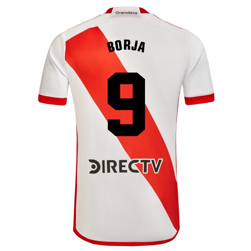 Men Football Miguel Borja #9 White Red Home Jersey 2024/25 T-Shirt Nz