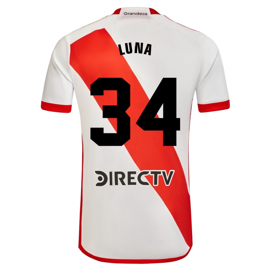 Men Football Jonás Luna #34 White Red Home Jersey 2024/25 T-Shirt Nz