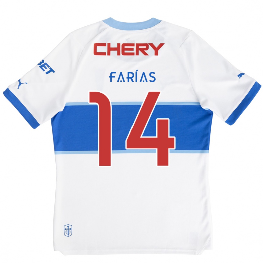 Men Football Agustín Farías #14 White Blue Home Jersey 2024/25 T-Shirt Nz