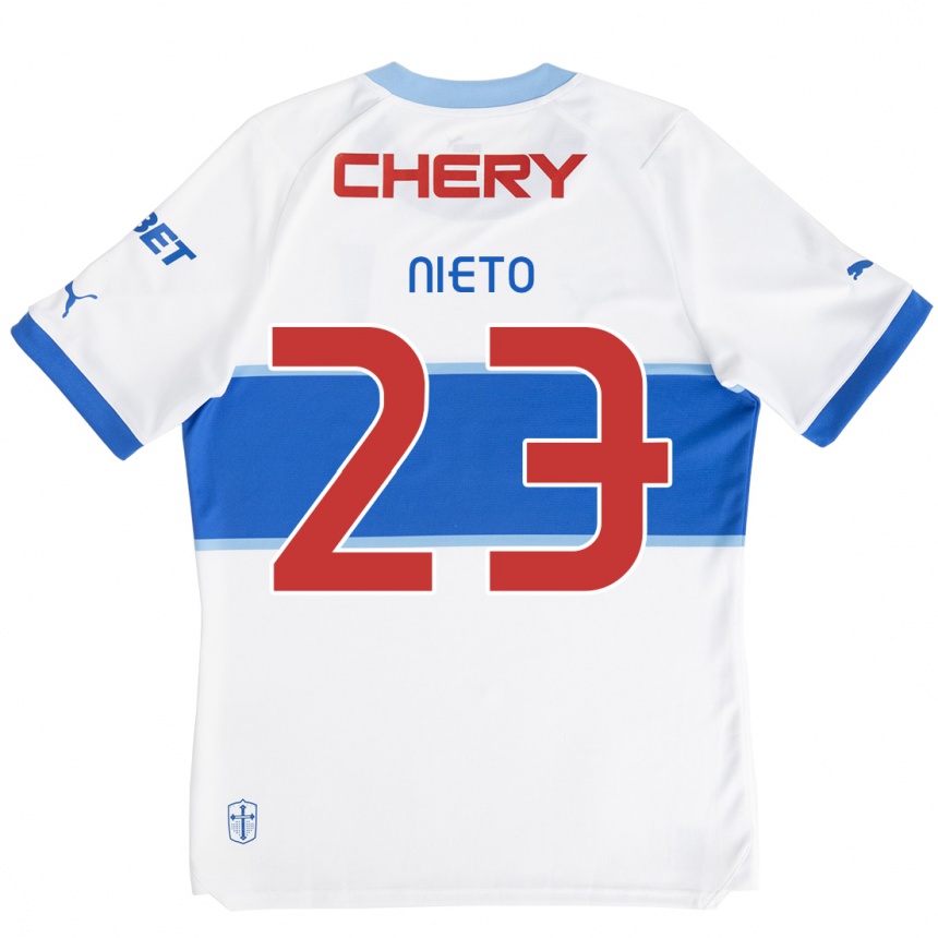 Men Football Byron Nieto #23 White Blue Home Jersey 2024/25 T-Shirt Nz