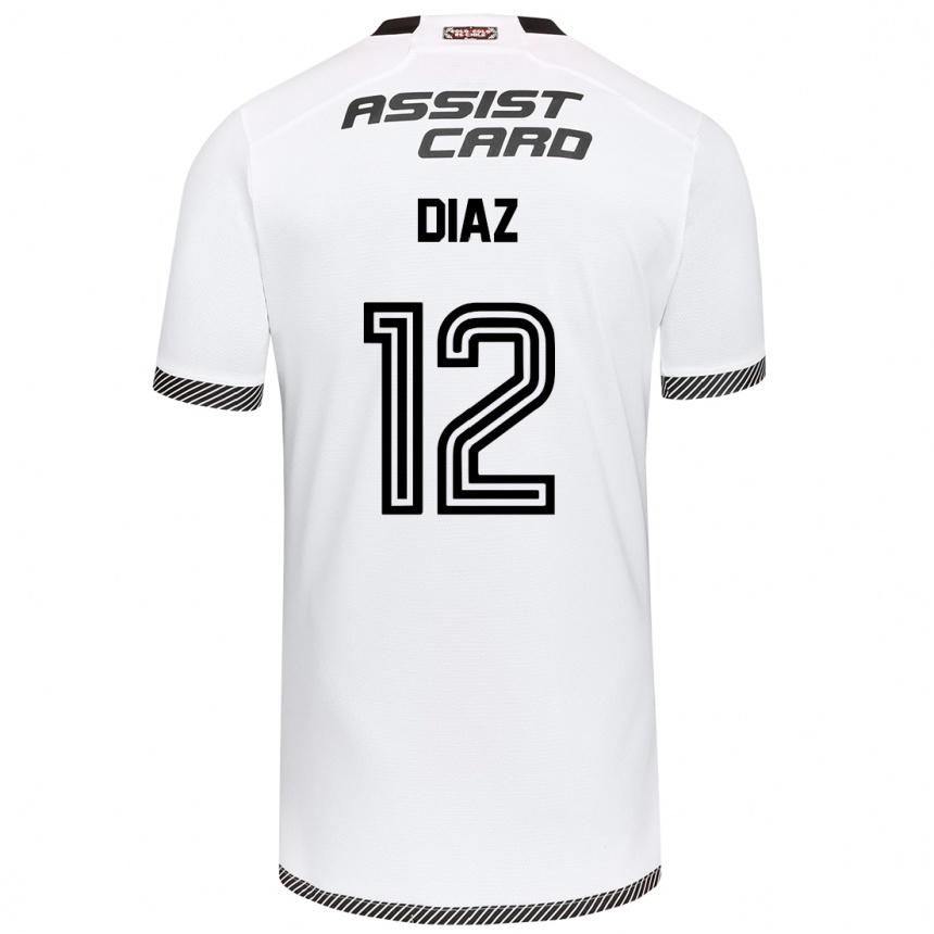 Men Football Javiera Díaz #12 White Black Home Jersey 2024/25 T-Shirt Nz