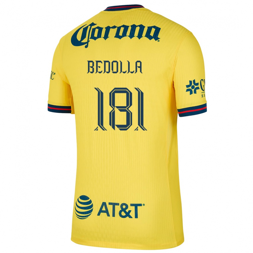 Men Football Paolo Bedolla #181 Yellow Blue Home Jersey 2024/25 T-Shirt Nz