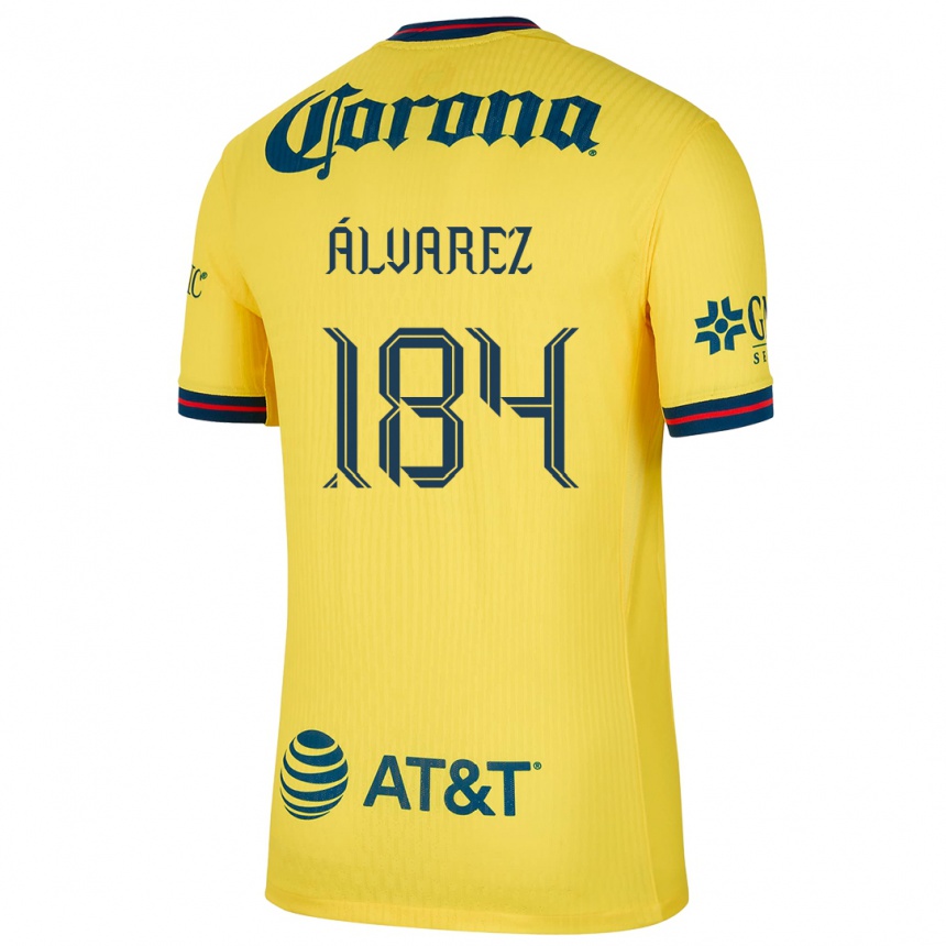 Men Football Antonio Álvarez #184 Yellow Blue Home Jersey 2024/25 T-Shirt Nz